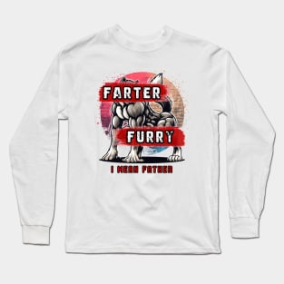 Farter Furry I Mean Father Fun Muscle Wolf Thigh Fursona Pun Long Sleeve T-Shirt